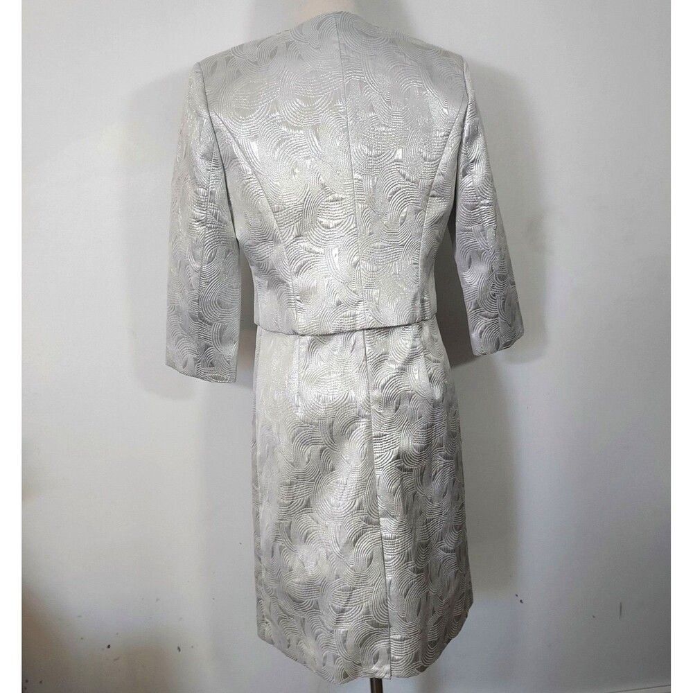 ASHRO Dress Jacket 2pc Set Sz 10 Silver Event Party Church Work Office Fall - Picture 8 of 16